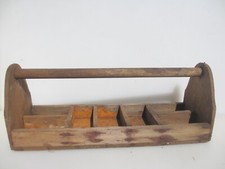 Vintage Wooden Tray Tool Holder Shed Parts Holder Cottage Storage Old 21.5"L