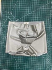 UK MADE Boxers Cod Piece Silver rubber Latex Male Men Fetish Underwear 34”