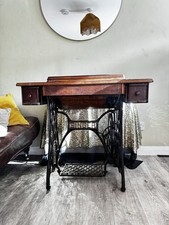 Antique 1920s Singer 66 Treadle Sewing Machine with Cabinet & 1929 Manual