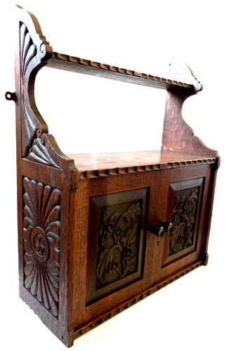 Antique wooden cupboard carved - antique,