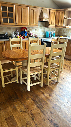 Oval wooden dining - &, 6