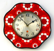 NEW 26cm Retro Floral Style Wall Clock - Mid Century Vintage French Red Gift