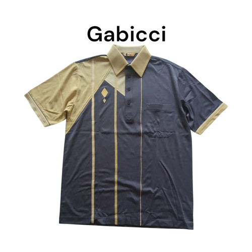 Gabicci mens blue cream polo - gabicci,