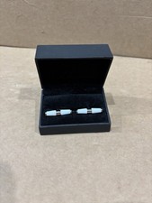 Genuine Jaguar Bar Cufflinks - White Enamel & Chrome Boxed -  50JJCLBARW