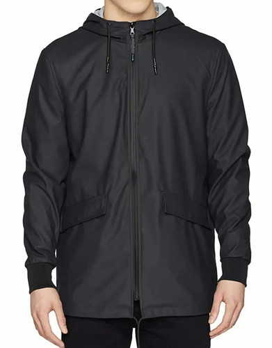Men black hooded rain - men's,
