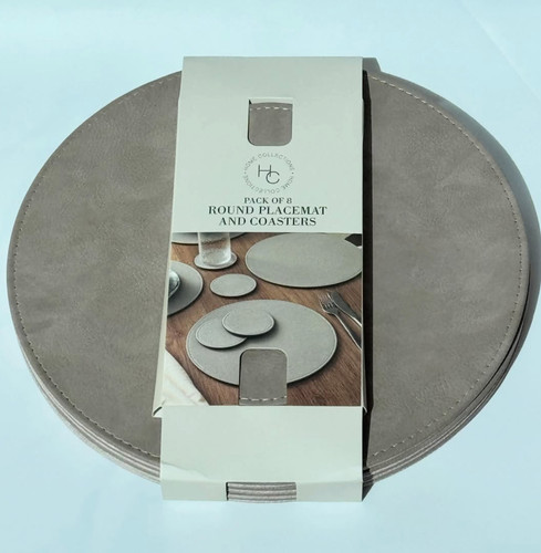 Set round faux leather - 4,