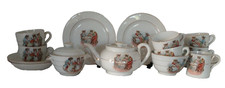 Antique Child's Cat Themed Tea Set Nursery China 16 Pieces