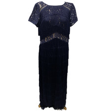 Phase Eight Navy Blue Tassel and Lace Maxi Dress Size 16                     L13