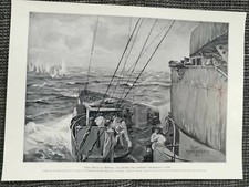 Periscope of an enemy submarine in sight Original print from 1916 WW1