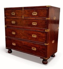 Victorian Campaign Chest. Superb Patina, Fine Proportions, Splits In 2 Pieces.