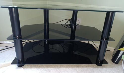 Black glass corner stand - corner, tv