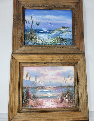 Framed pair signed - framed, coastal