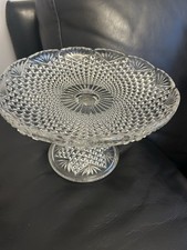 Large Vintage Clear Glass Cake