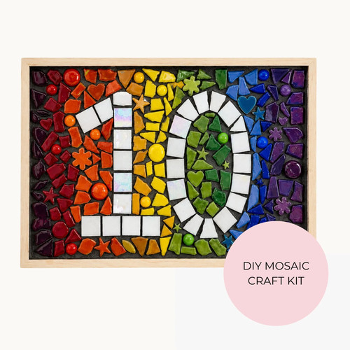 Diy rainbow door - number, mosaic