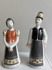 Vintage Hollohaza Porcelain Hand painted Figurines Folk Art Couple