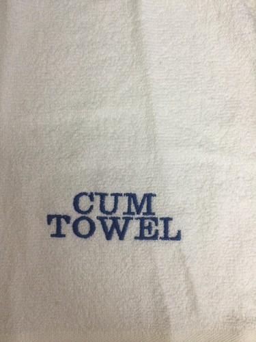 Embroidered cum towel with - cum,