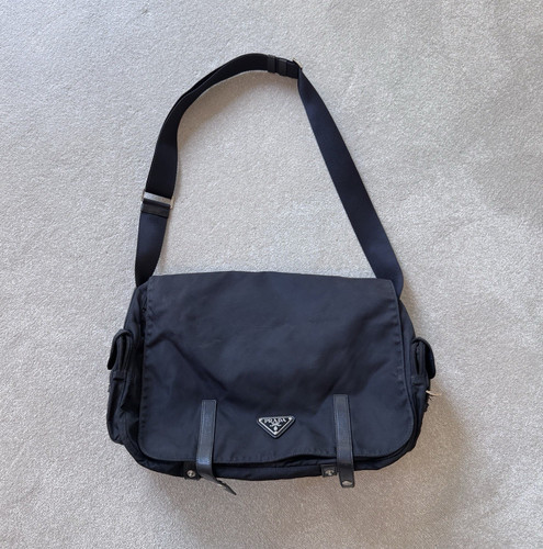 Prada black nylon leather - prada,