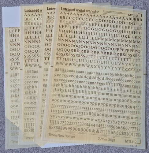 Full sheets of - full, letraset