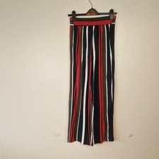 Tu Bnwt Size 10 Multi-Stripe Wide Leg Trousers - Black, Red, White Olive RRP £16