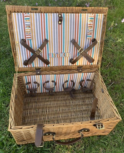 Wicker picnic storage basket - wicker,