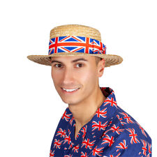 Union Jack Straw Boater Hat Great Britain British VE Day Accessory WHOLESALE