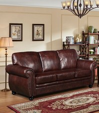 Brown Leather 3 Seater Sofa -
