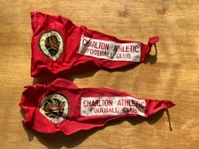 2 X Vintage Charlton Athletic Football Club Pennant Flag