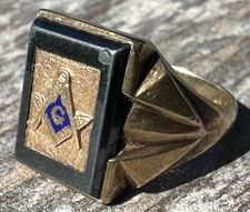 Vintage Mens Masonic Ring 10K
