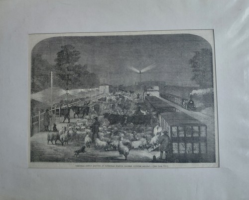 Antique 1858 wood - wood, engraving