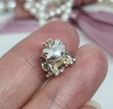Genuine Pandora Silver & 14k Gold Frog Prince Crown Charm S925 ALE ?  R12b