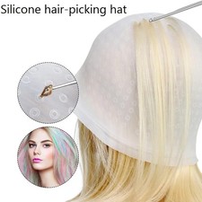Hair Highlighting Dye Cap Reusable Silicone hat for Professional needle hook