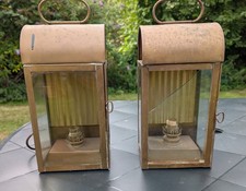 Antique / Vintage Brass Ship Passage / Wall Hung / Carriage Oil Lamp Lanterns