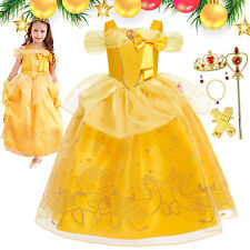 Girls Beauty and the Beast Belle Fancy Dress Up Cosplay Costume Book Day Outfit