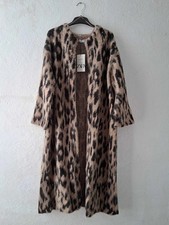 Zara Animal Jacquard Knit Long Coat Leopard Brown Black Size M 2142/183 New