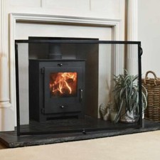 Large Black Flat Fire Screen