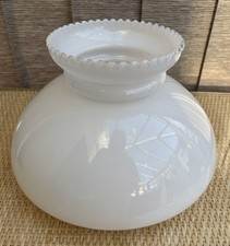 Vintage Glass Oil Lamp Cowl Shade Opaline 19.8cm Diameter 14.3cm Tall