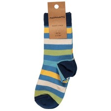 Maxomorra ethical yellow and blue stripy socks for children - 2 pairs