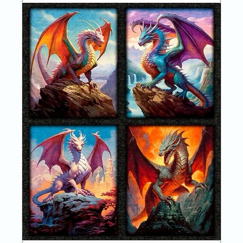 Dragon patch panel fabric - dragon,