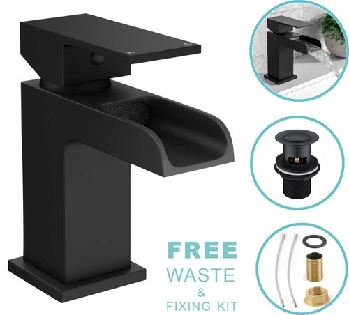 Black square waterfall - black,