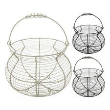 Egg Collecting Basket Vintage Woven Storage Stand with Handle Counter