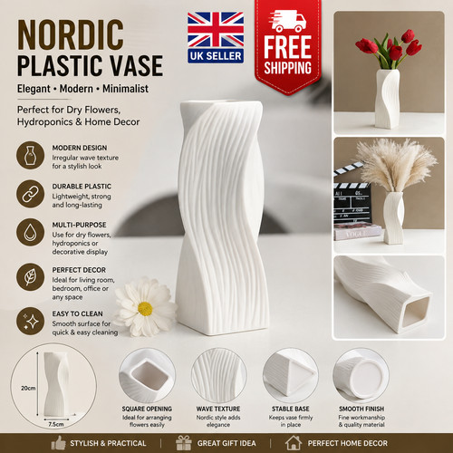 Plastic modern flower vase - flower,