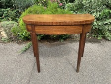 Georgian Half Moon Card Table Or Hall Table with Green Baize Cloth