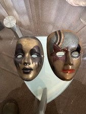 Venetian Carnival copper  Face Masks Glazed Hand Painted Wall Masks Venice