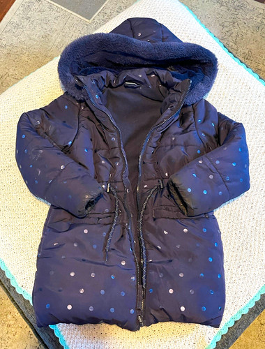 Girls winter coat navy - coat, polka