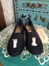 Navy Blue Womens Suedette Shoes With Tassels. New With Tag. Slim Fit Size 7 