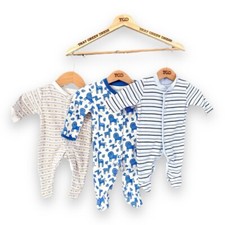 Baby Boys 3 x Patterned Sleepsuit Babygrows Jojo Maman Bebe & Primark Newborn