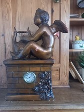 Odense Figur and Stukfabrik Plaster Angel Ornament with clock.  Needs repair. 