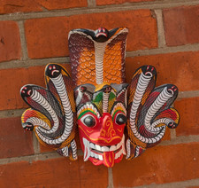 Vintage Hand Painted Wall Mask Asian/ Oriental Dragon Snakes