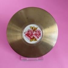 Vintage Le Rage Powder Compact With Reverse Carved Lucite With Roses c1950s 
