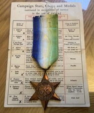 WW2 Genuine British Atlantic Star Medal With Original Medals Award Slip